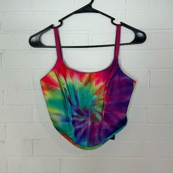 NWT Current Mood Dollskill Rainbow Corset Top - Picture 1 of 6
